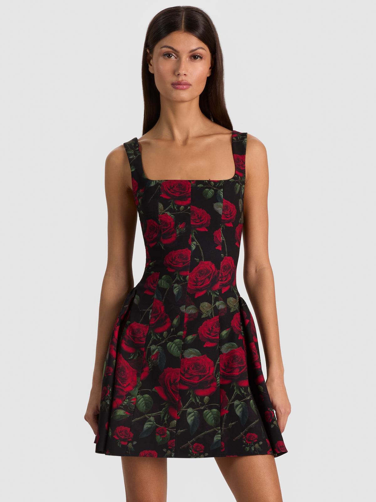 MINI ABITO SVASATO VERA A VITA BASSA - ROUGE ROMANCE NERO