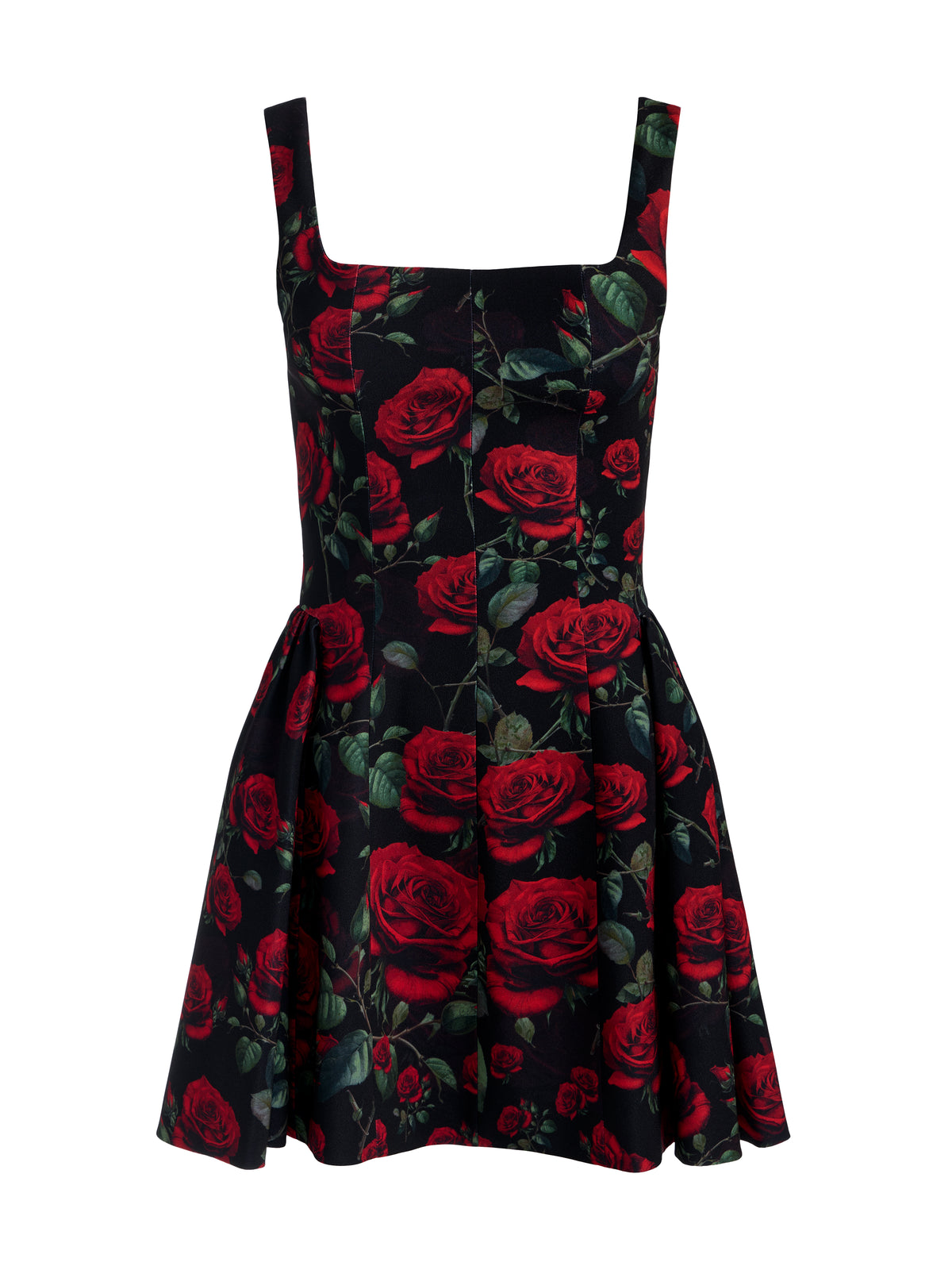 VERA FLARE MINI DRESS - ROUGE ROMANCE BLACK