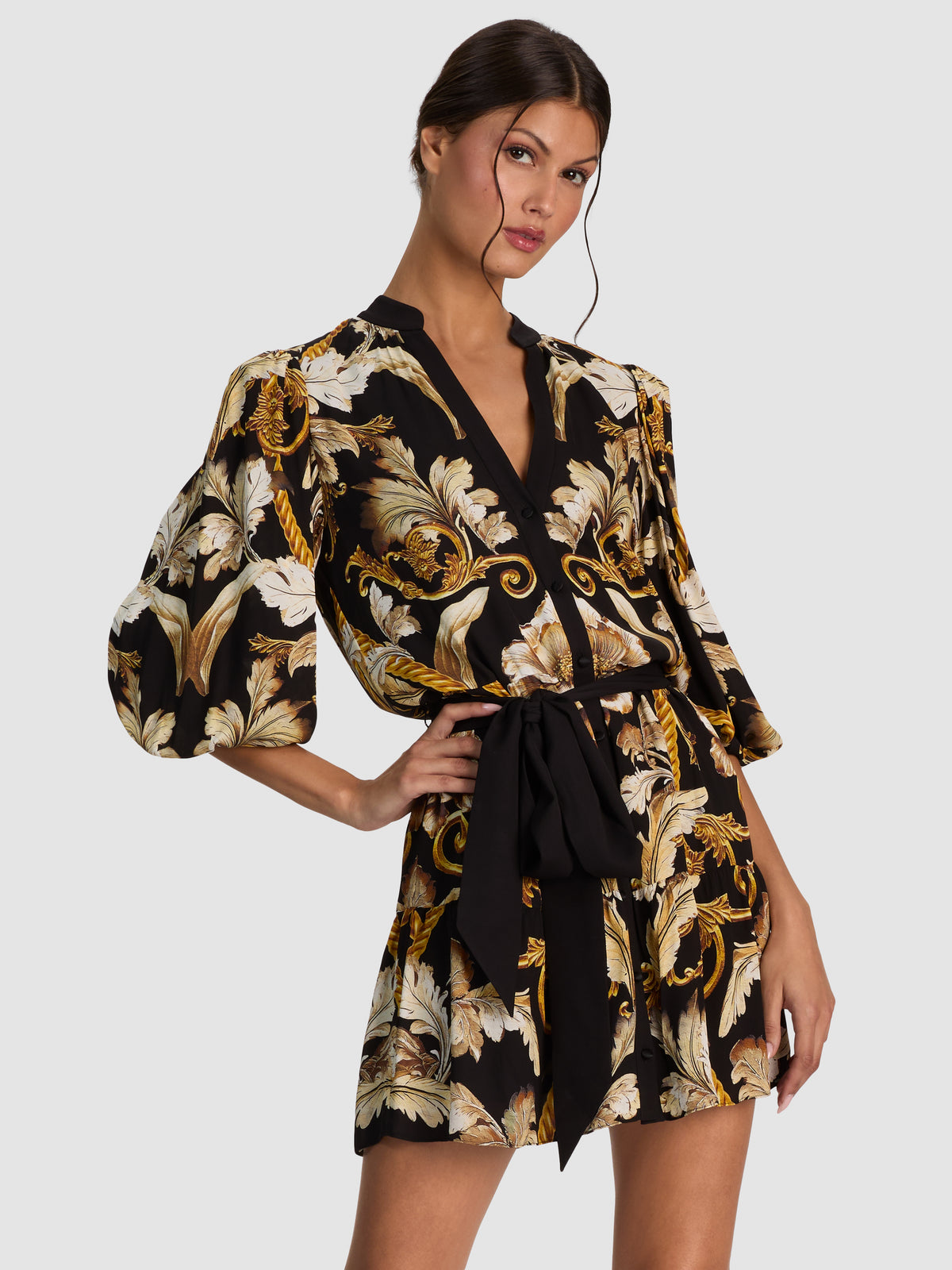 ANTONETTE MINI SHIRTDRESS-NOIR ELEGANCE OFF WHITE-ALICE + OLIVIA