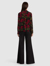 WILLA SILK BLOUSE-ROUGE ROMANCE BLACK SM-ALICE + OLIVIA