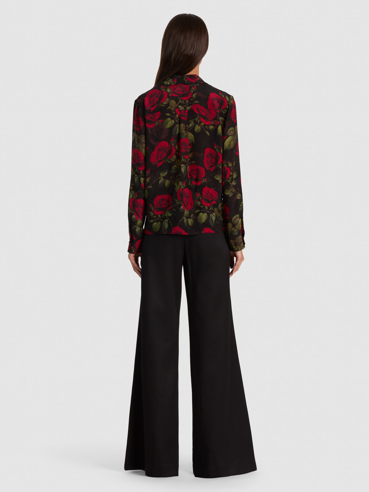 WILLA SILK BLOUSE-ROUGE ROMANCE BLACK SM-ALICE + OLIVIA