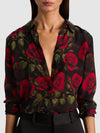 WILLA SILK BLOUSE-ROUGE ROMANCE BLACK SM-ALICE + OLIVIA