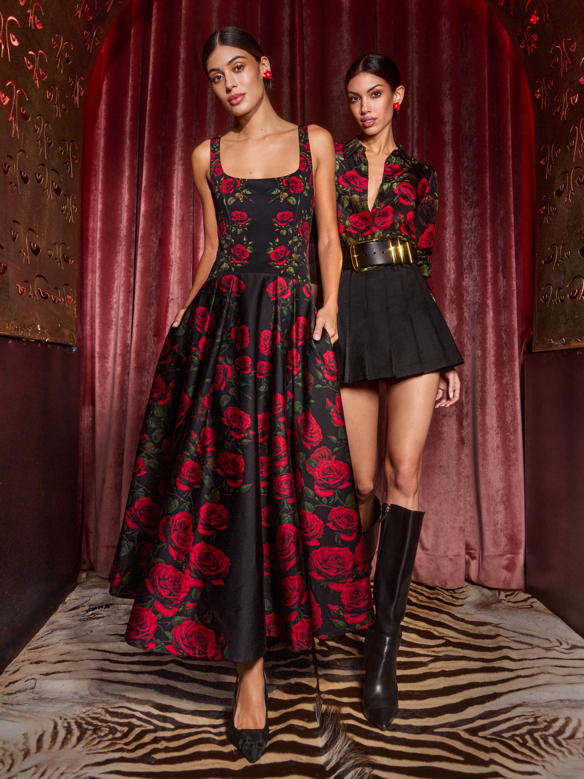 WILLA SILK BLOUSE - ROUGE ROMANCE BLACK