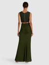 SHANNON RUCHED MAXI SKIRT-DARK FERN-ALICE + OLIVIA