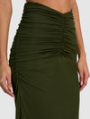 SHANNON RUCHED MAXI SKIRT-DARK FERN-ALICE + OLIVIA