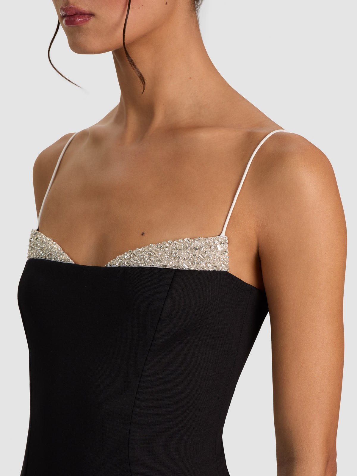 HALLIE EMBELLISHED MAXI DRESS-BLACK/OFF WHITE-ALICE + OLIVIA