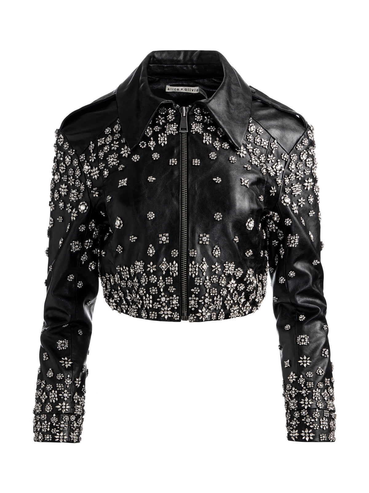 HYDE EMBELLISHED VEGAN LEATHER JACKET - BLACK