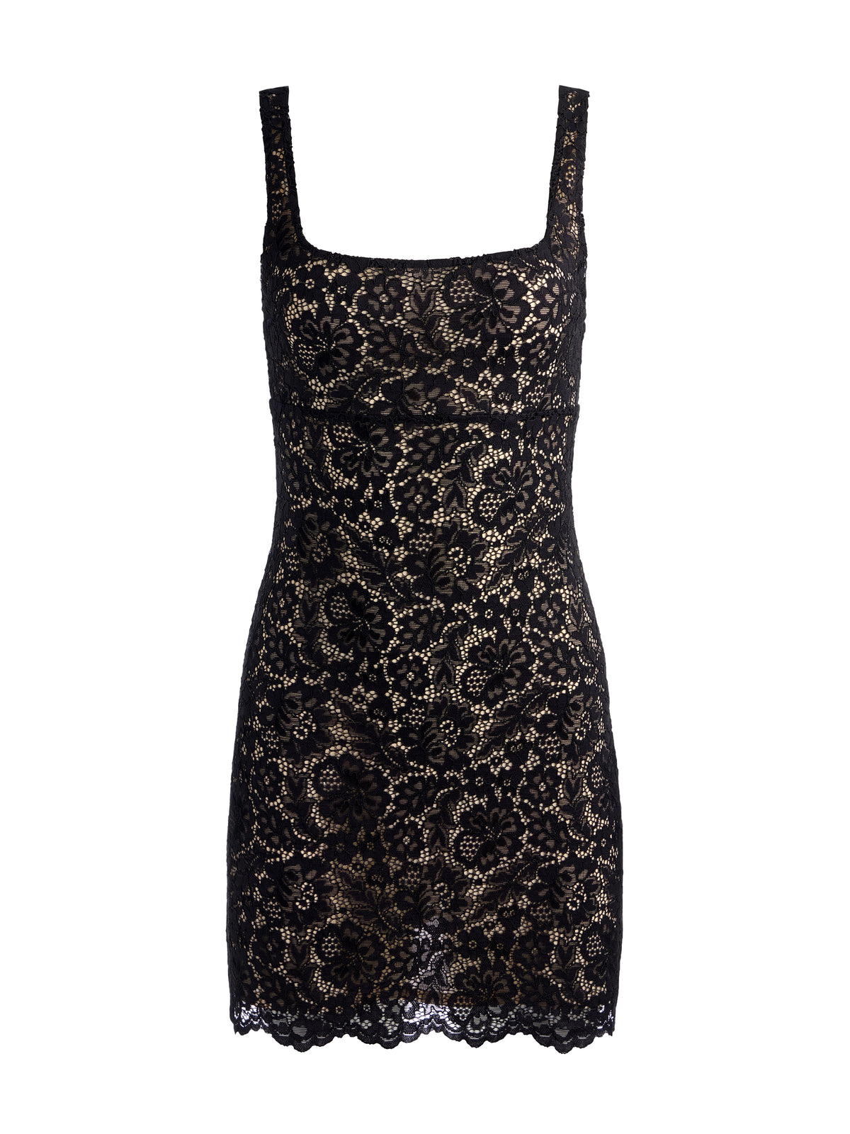 MIKEALA FOIL LACE MINI DRESS - BLACK