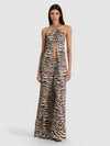 TOP LUNGO SELENA HALTER CON DETTAGLIO HARDWARE-ZEBRA PRINT-ALICE + OLIVIA