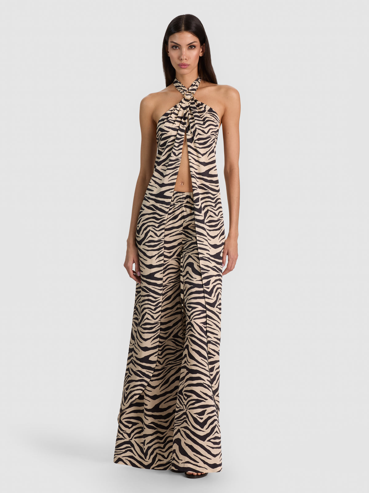 TOP LUNGO SELENA HALTER CON DETTAGLIO HARDWARE-ZEBRA PRINT-ALICE + OLIVIA