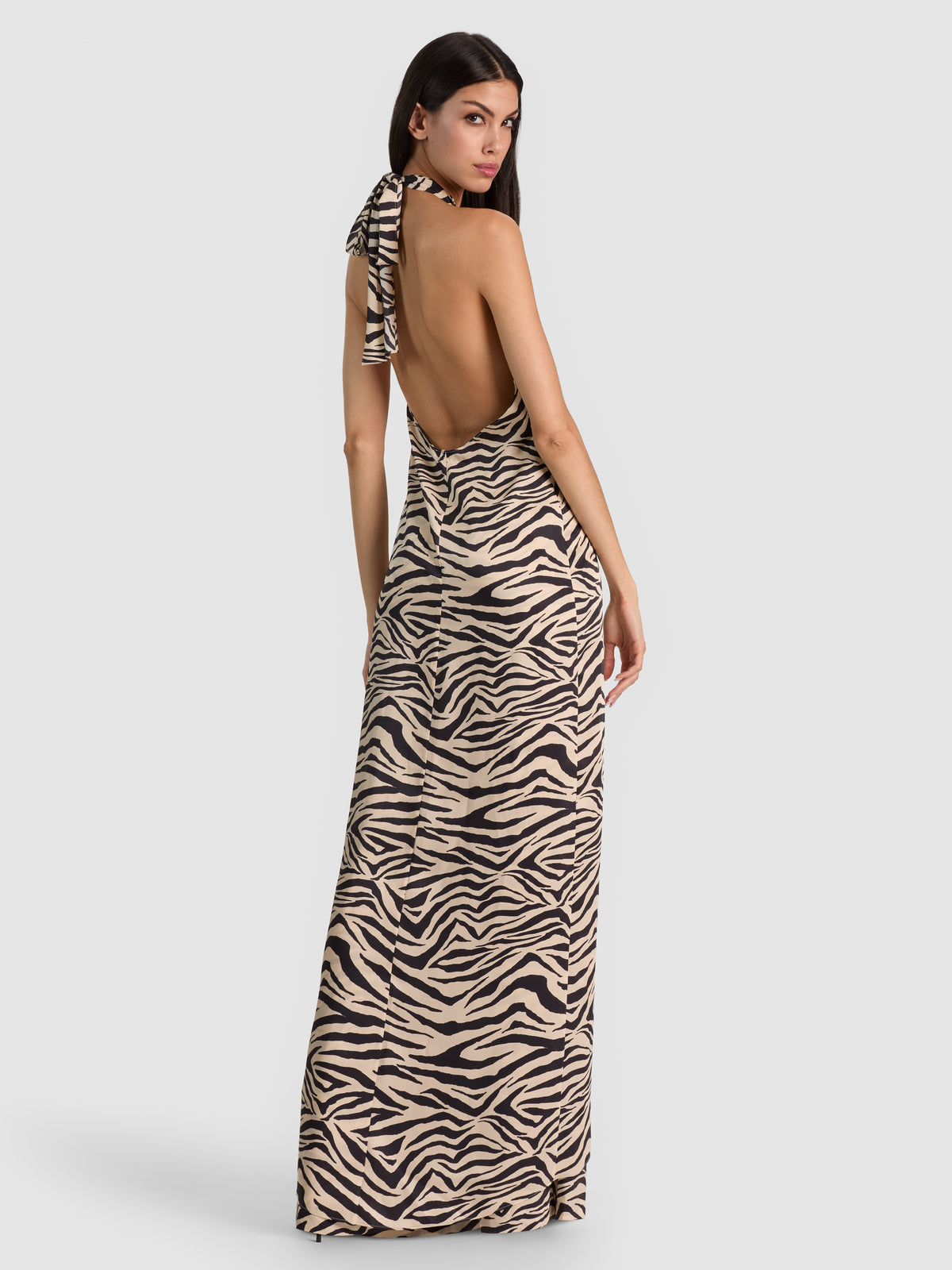 TOP LUNGO SELENA HALTER CON DETTAGLIO HARDWARE-ZEBRA PRINT-ALICE + OLIVIA