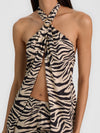 TOP LUNGO SELENA HALTER CON DETTAGLIO HARDWARE-ZEBRA PRINT-ALICE + OLIVIA