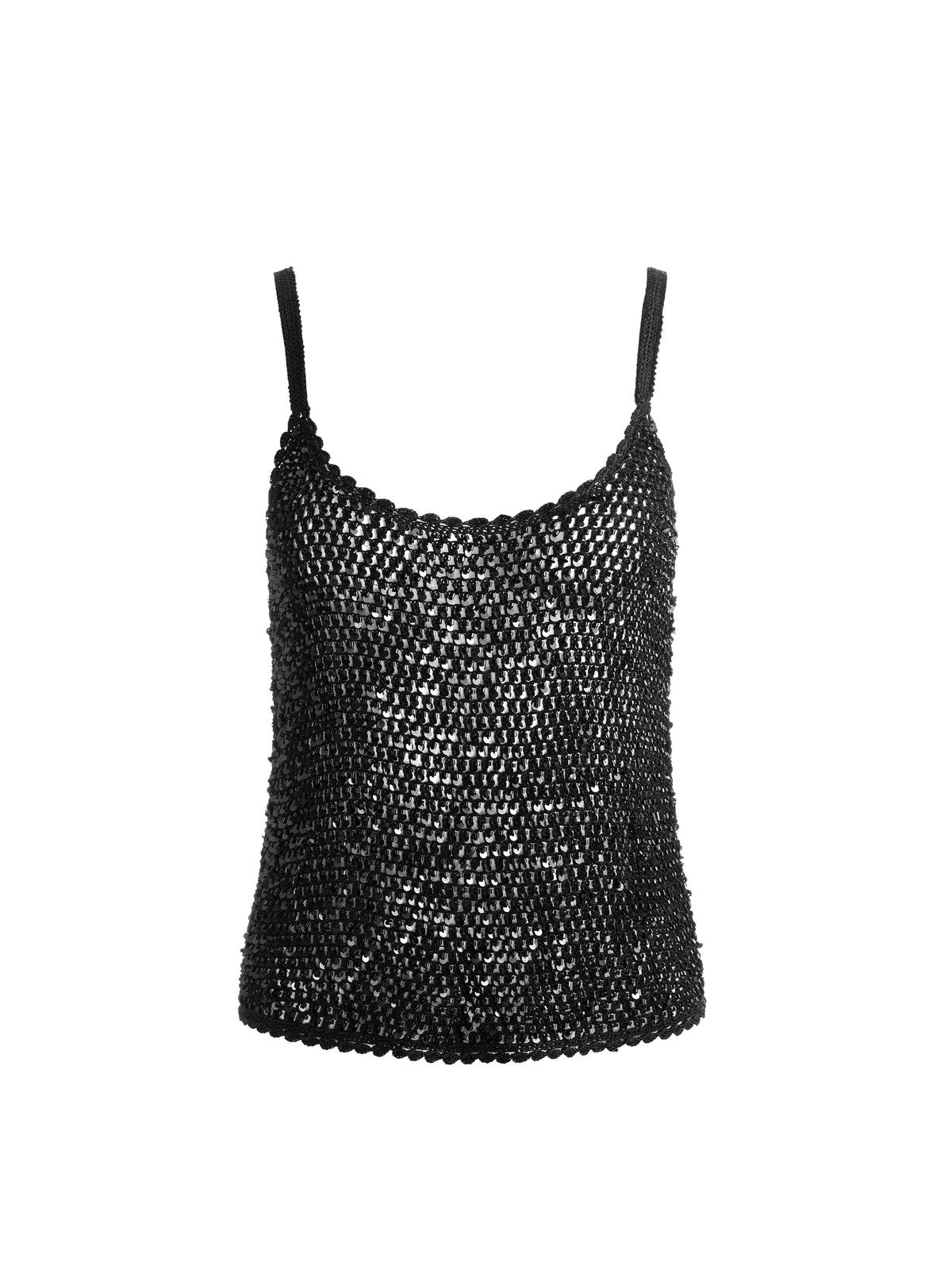 KRISTA EMBELLISHED CROCHET TANK - BLACK