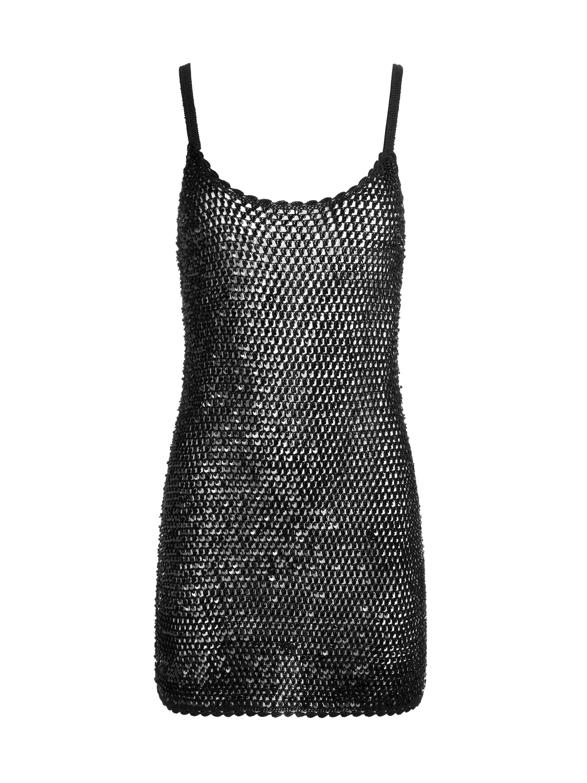 GIOIA SEQUIN CROCHET MINI DRESS - BLACK