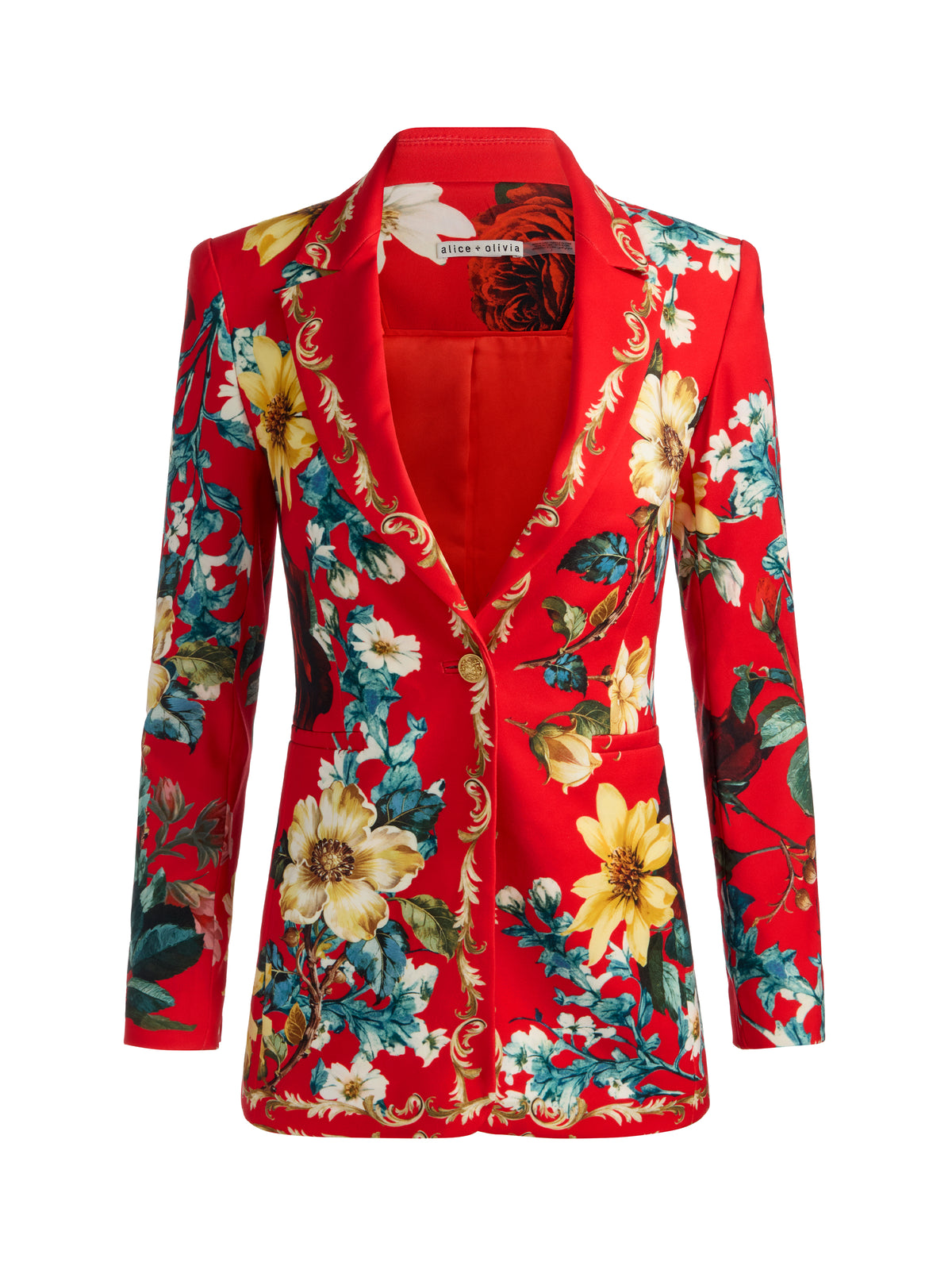 BREANN LONG FITTED BLAZER - GARDEN VISTA CANDY APPLE