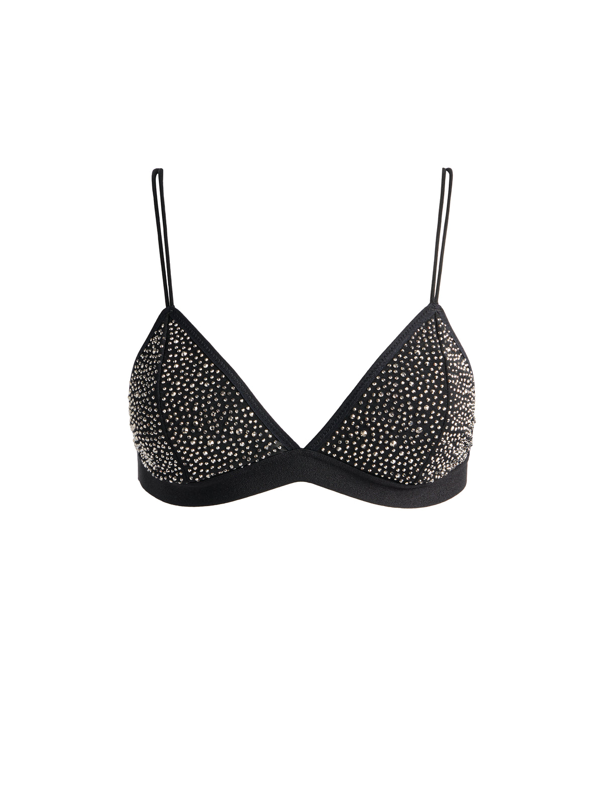 LUCIA EMBELLISHED BRA TOP - BLACK/GUNMETAL