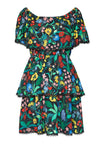 TYLIE OFF SHLDR SHRT RUFFLE DS-CHELSEA WILDFLOWER-BLACK-ALICE + OLIVIA