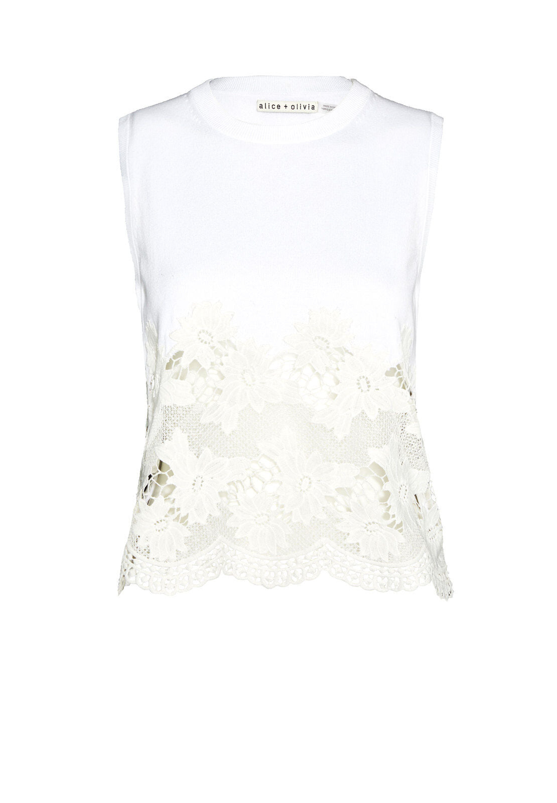 SOMER LACE HEM SHELL-WHITE-ALICE + OLIVIA