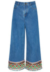 BETA EMBROIDERED HEM CROPPED JEAN-VINTAGE WASH/MULTI-ALICE + OLIVIA