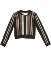 KODY LACE RIBBON ZIP UP CRDGN-BLACK MULTI-ALICE + OLIVIA
