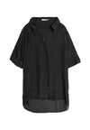 TATE OPEN NECK BUTTON DOWN-Black-ALICE + OLIVIA