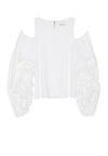 CORDELIA CLD SHLDR RFFL SLV TP-OFF WHITE-ALICE + OLIVIA