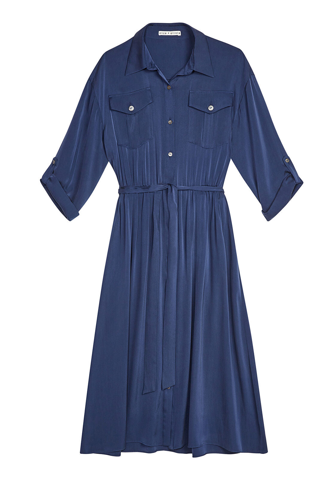 CLAUDIA OPEN NECK SHIRT DRESS-SAPPHIRE-ALICE + OLIVIA