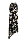FABIOLA ASYMM RUFFLE ALINE DRS-HOLIDAY BLOSSOM-BLK LG-ALICE + OLIVIA