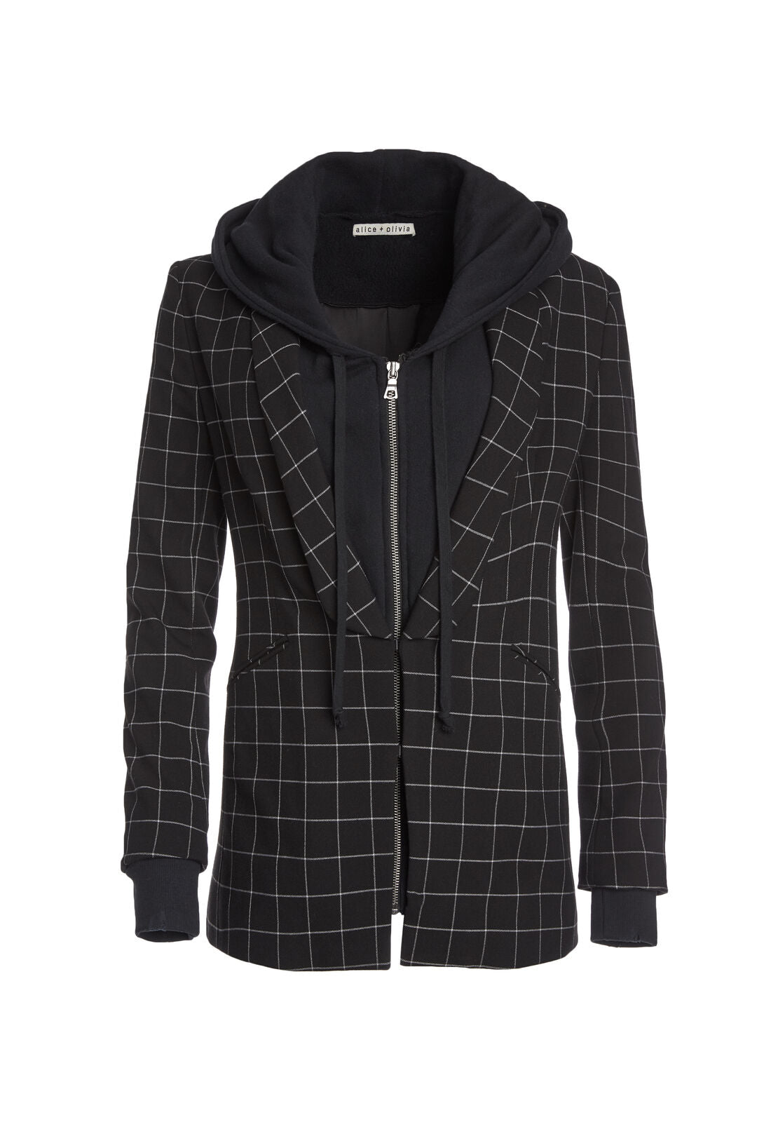 SKYE LONG BXY BOYFRIEND BLAZER-BLACK/WHITE-ALICE + OLIVIA