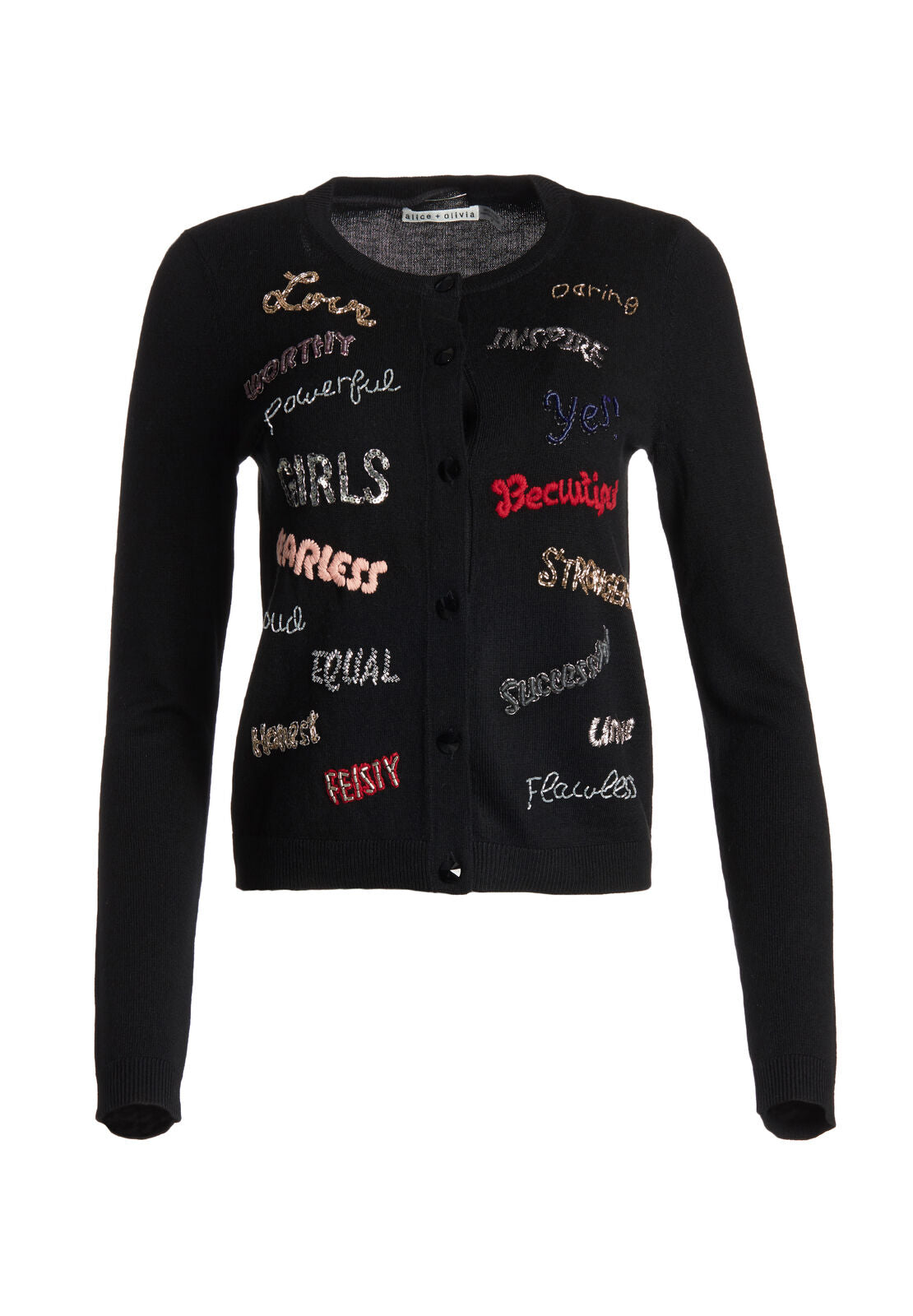 RUTHY FEMINIST PHRASES CRDGN-BLACK MULTI-ALICE + OLIVIA