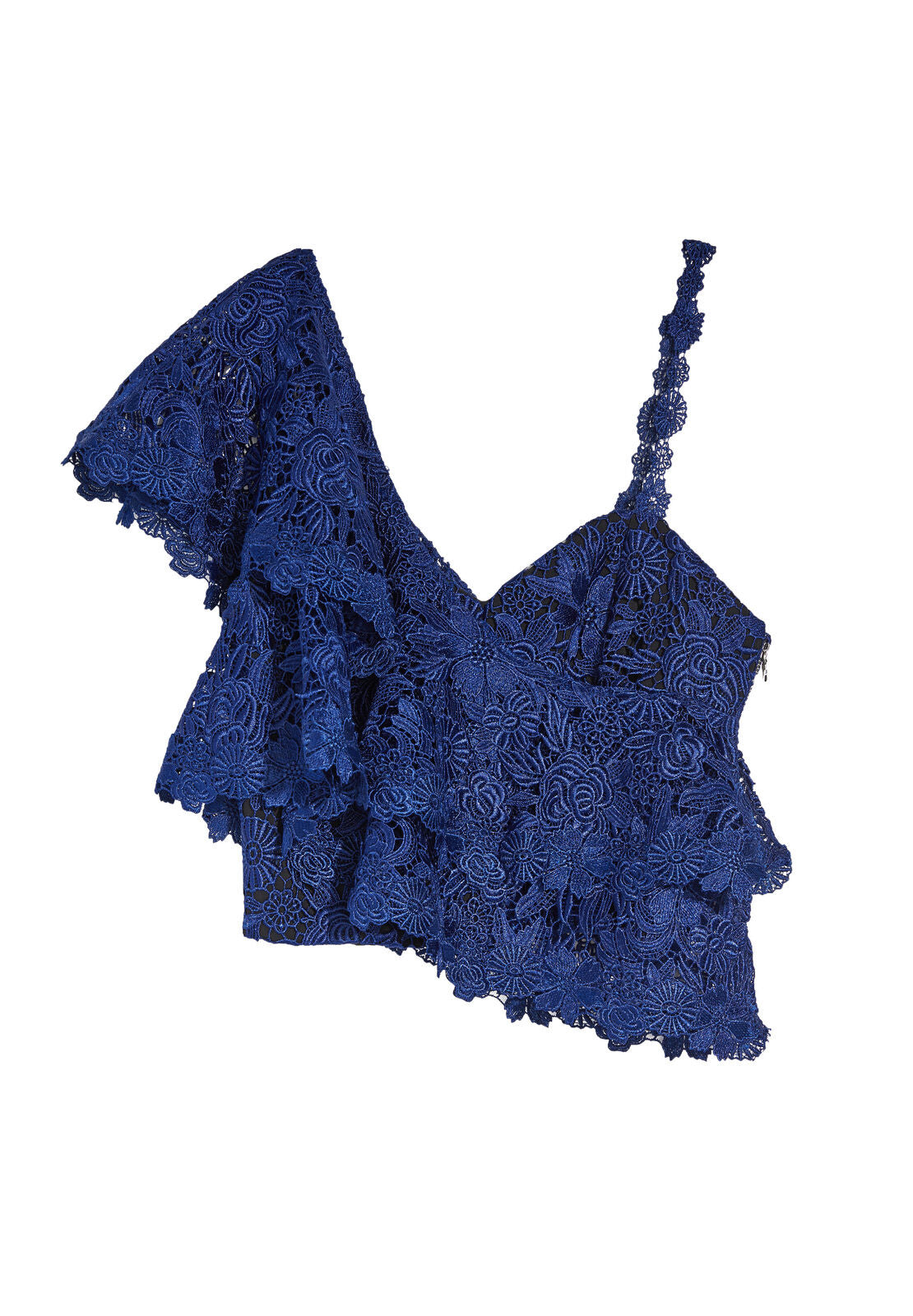 SABA ONE SHOULDER RUFFLE TOP-INDIGO-ALICE + OLIVIA
