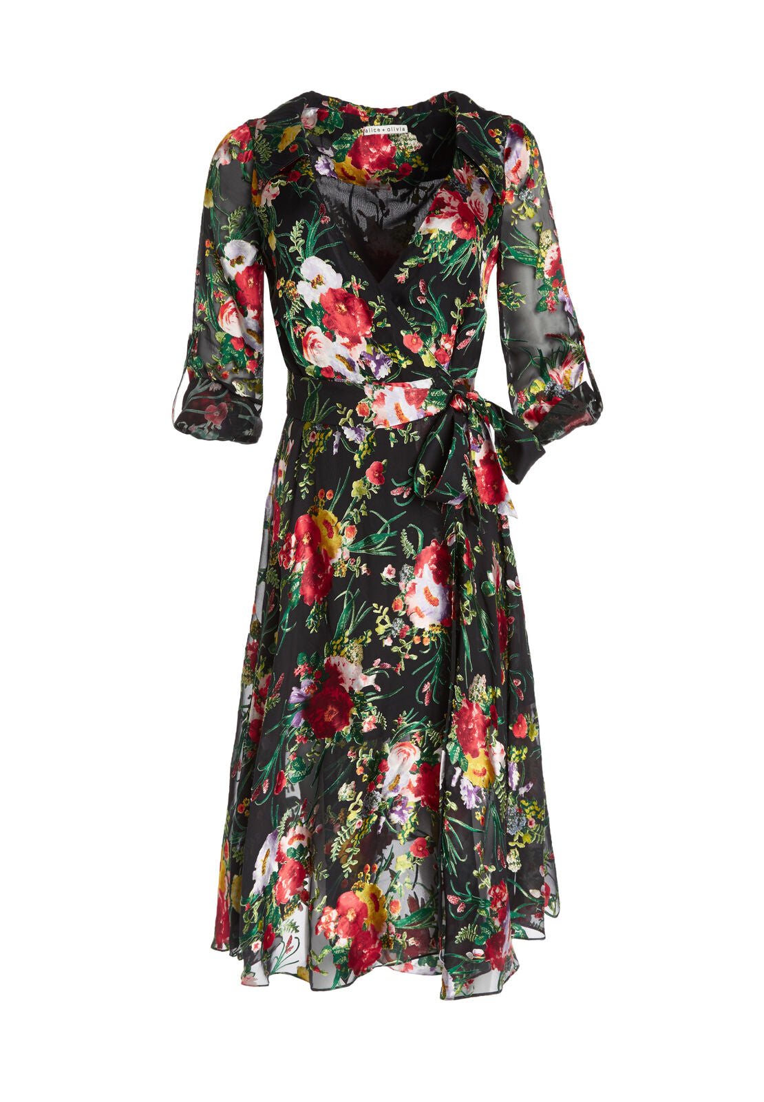 ABNEY WRAP SHIRT DRS BRCLT SLV-BLOOMING BOUQUET-ALICE + OLIVIA