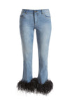 JEANS TASHA COUPE COURTE AVEC OURLET EN PLUMES-ALICE + OLIVIA