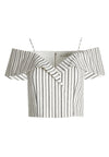 HAYDEE COLD SHLDR CROP TOP-OFF WHITE/BLACK-ALICE + OLIVIA