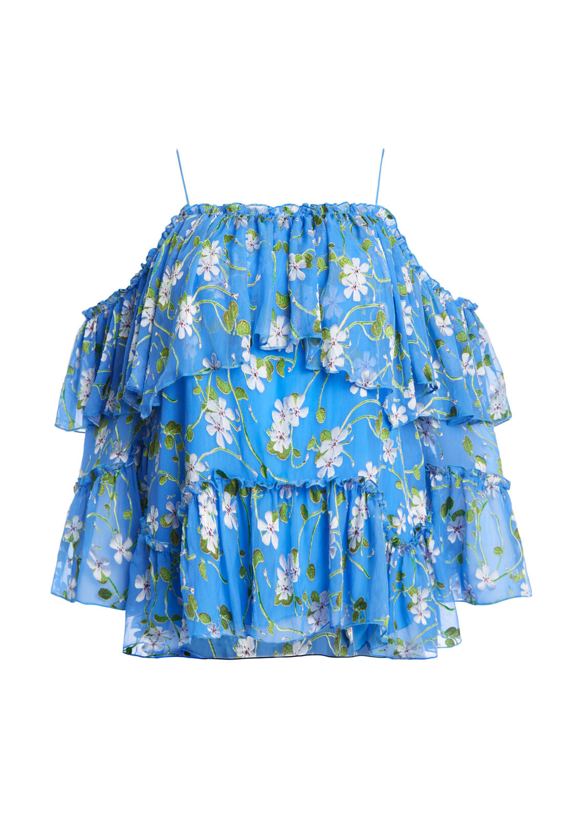 TIA HANDKERCHIEF RUFFLE BLOUSE-SPRING PRIMROSE-CERULEAN-ALICE + OLIVIA