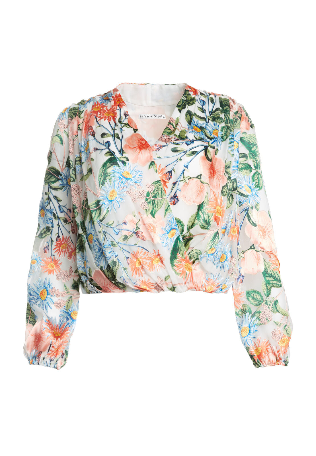 TRISTA CROSS FRNT BLOUSON TOP-FLORAL FIELDS-ALICE + OLIVIA