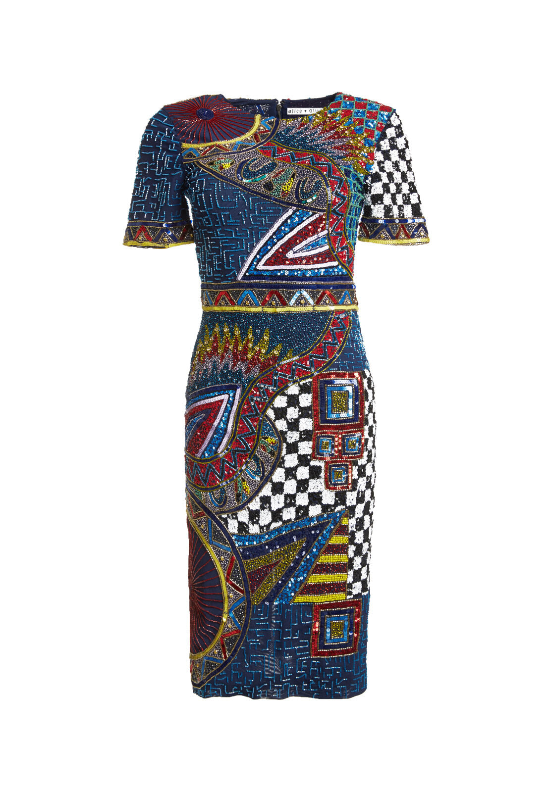 NAT EMBELL SS DRESS-MULTI-ALICE + OLIVIA