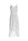 ROBE PORTEFEUILLE LONGUEUR MI-MOLLET AVEC VOLANTS ET COL MONTANT MABLE-ALICE + OLIVIA