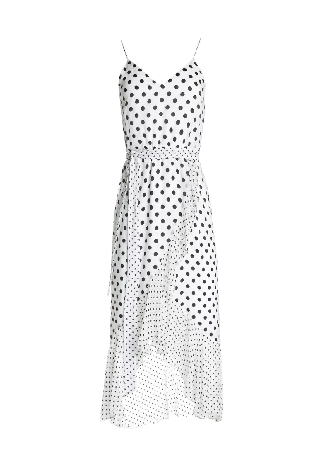 ROBE PORTEFEUILLE LONGUEUR MI-MOLLET AVEC VOLANTS ET COL MONTANT MABLE-ALICE + OLIVIA