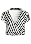 DAYER DRAPE MOCK WRAP BLOUSE-MONOCHROME STRIPE-ALICE + OLIVIA