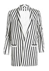 KYLIE EASY LINEN SHWL CLLR JKT-MONOCHROME STRIPE-ALICE + OLIVIA