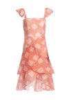 ANGELITA RUFFLE ASYMM MIDI DRS-PINK/RED-ALICE + OLIVIA