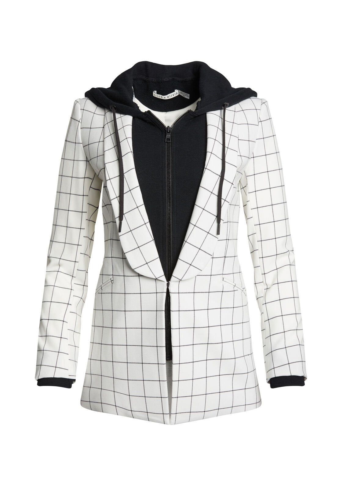 SKYE LONG BXY BOYFRIEND BLAZER-BLACK/WHITE-ALICE + OLIVIA