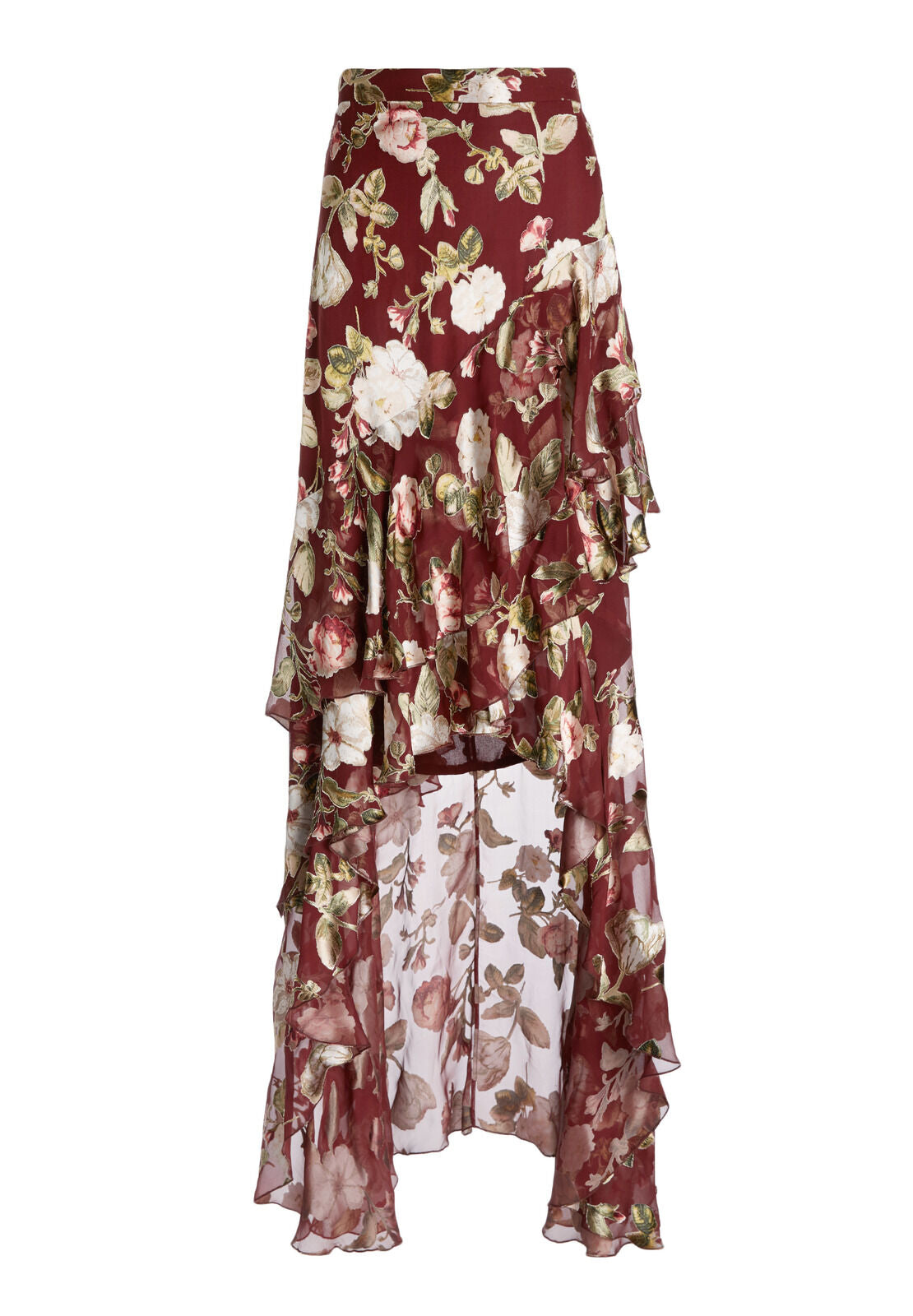 WALKER ASYM HIGH LOW MIDI SKT-HAZY FLORAL-WINE-ALICE + OLIVIA