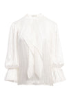 DANIKA TIE NK GATHERED BLOUSE-MINI STRIPE-OFF WHITE-ALICE + OLIVIA