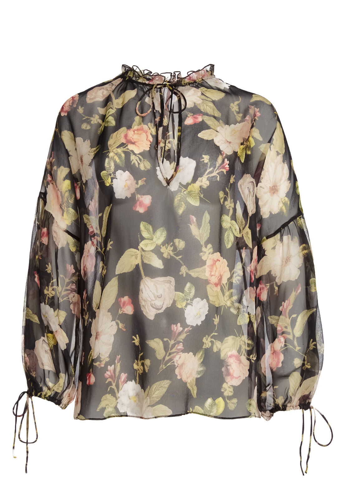 JULIUS BLOUSON SLV TUNIC TOP-HAZY FLORAL BLACK-ALICE + OLIVIA