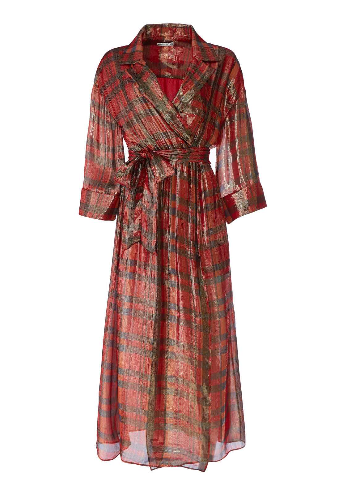CHAP WRAP MAXI DRESS-WINDOWPANE PLAID-RUBY-ALICE + OLIVIA