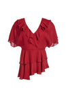 PANDORA RUFFLE TIER BLOUSE-BORDEAUX-ALICE + OLIVIA