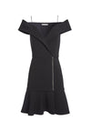 DASH FAUX WRAP DRESS-Black-ALICE + OLIVIA