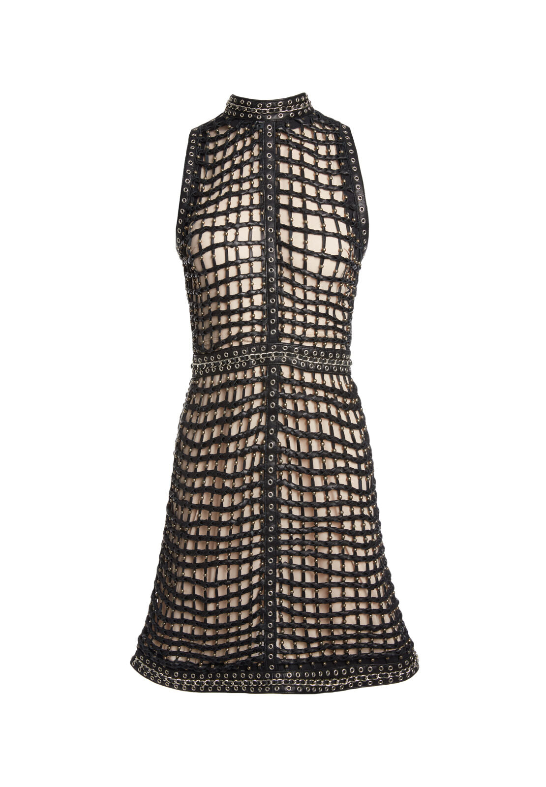 Robe Carlotta à col montant en similicuir-ALICE + OLIVIA